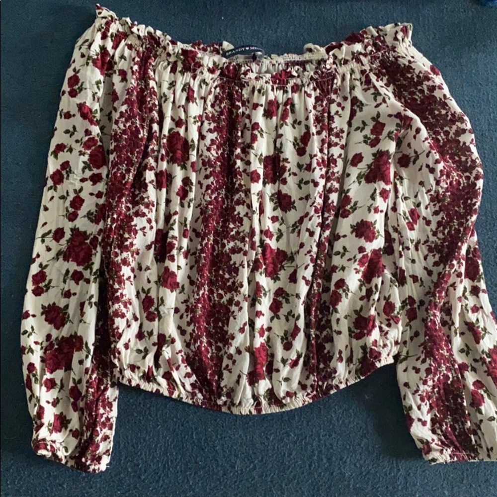 Brandy Melville Rose off the shoulder crop top